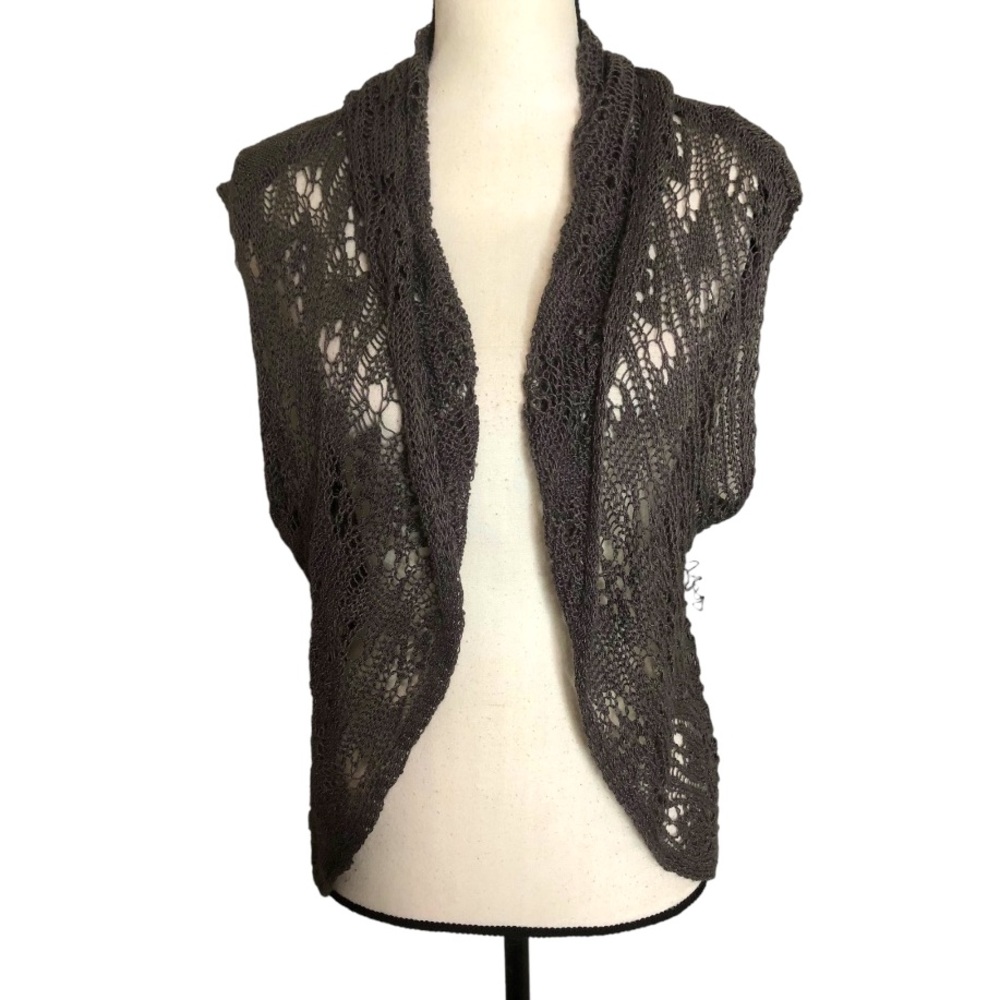 Lucky Brand brown Boho crochet vest Sz Xs-S